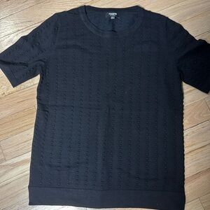 Short sleeve sweater, top with texture pattern, black extra small